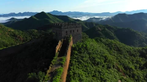 Great Wall Ancient Tower Sunrise 4K Vídeos de archivo 334612063