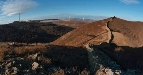 The Great Wall and   wind generating set Video stock 67618453