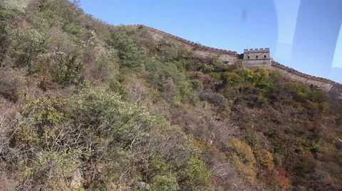 Great Wall of China from cable car Stock Footage 53220855