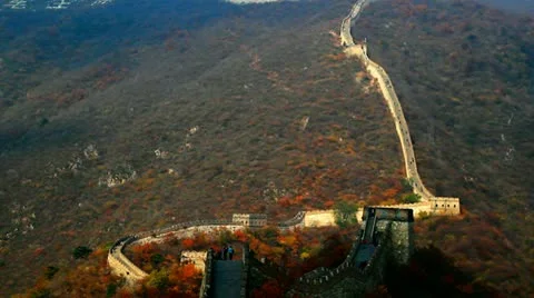 Great Wall of China with Clouds moving, near Beijing, China Stock Footage 10888824
