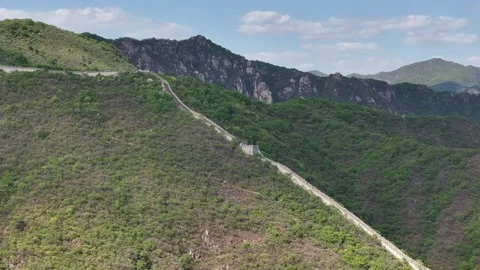 Great Wall Of China With Drone In Summer Sun Stock Footage 275857571