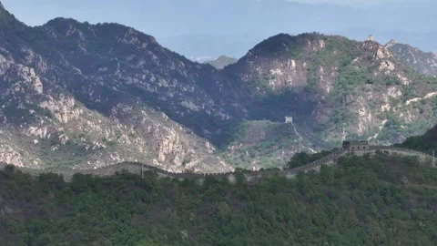 Great Wall Of China With Drone In Summer Sun Stock Footage 275857575