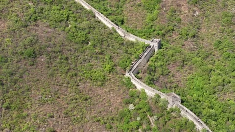 Great Wall Of China With Drone In Summer Sun Stock Footage 275857579