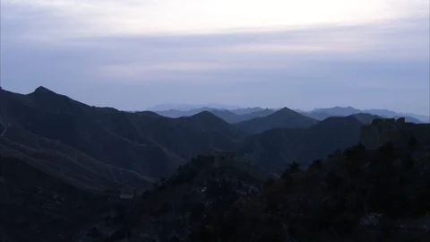 The Great Wall of China at dusk Stock Footage 88374068