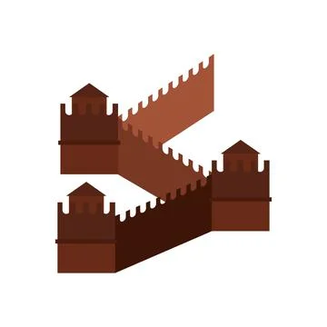 Great Wall of China icon, flat style Stock Illustration