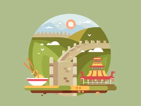 Great wall of china Stock Illustration