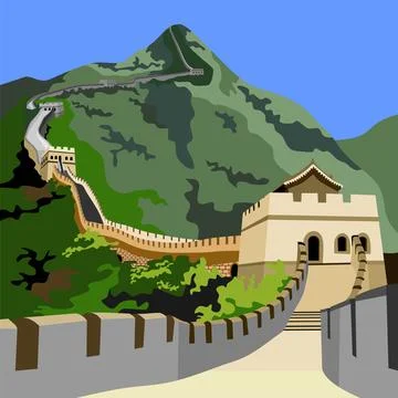 Great Wall China Landmark Stock Illustration