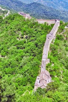 Great Wall of China, section "Mitianyu". Stock Photos
