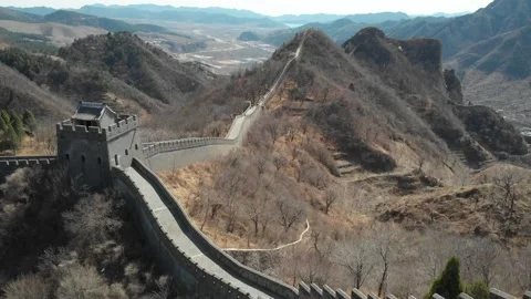 The Great Wall of China seen from a drone Stock Footage