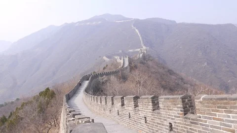 Great Wall of China in spring Stock Footage 99939491