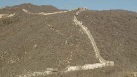 Great Wall of China Stretching Across Hills at Mutianyu Section in Beijing Stock Footage 345825501