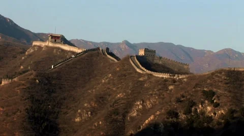 Great wall of China at sunset Video stock 45594200