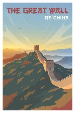 The great wall of China. Vector poster Stock Illustration