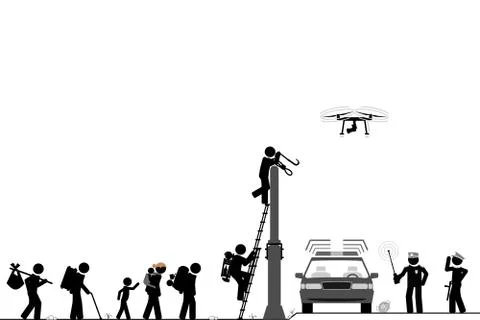 Great wall of Mexico protected by border patrol Stock Illustration