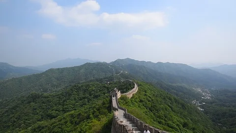 Great wall scenery at mutianyu Stockbeeldmateriaal 90901778