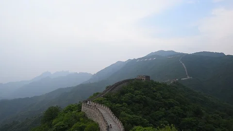 Great wall scenery at mutianyu Stockbeeldmateriaal 90902113