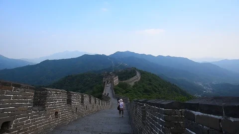 Great wall scenery at mutianyu Stockbeeldmateriaal 90902138
