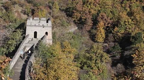 Great Wall watchtower in Fall foliage, China Stock Footage 53213522