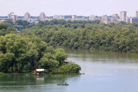 Great War island on Danube river in Belgrade Stock Photos