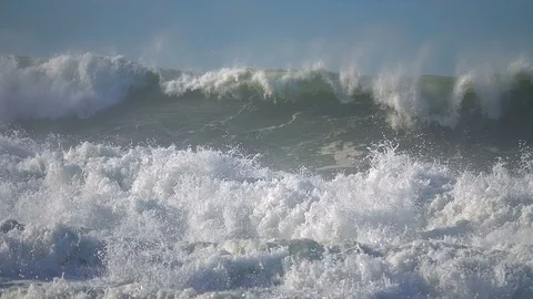 Great wave stormy ocean Stock Footage 98645512