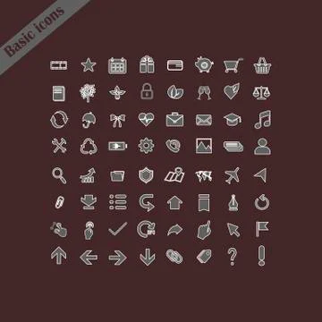 Great web icons collection. basic flat vector set icons for smartphone or e-c Stock Illustration