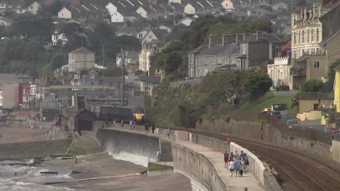 Great Western Train Along the Dawlish Sea Wall Video stock 313972704