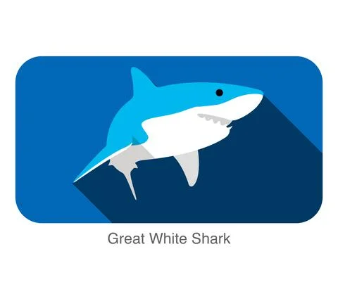 Great white shark jumping flat icon design Stock Illustration
