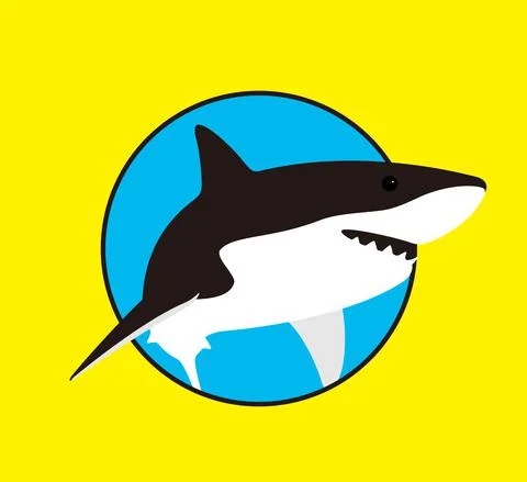 Great white shark jumping flat icon design Illustrazione stock