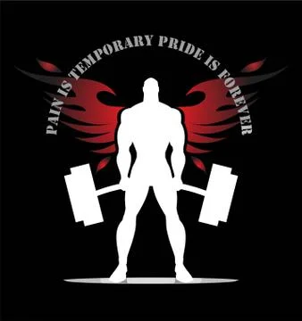 Great winged bodybuilder. body builder. Stock Illustration