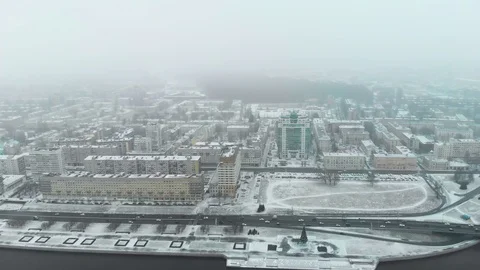 Great Winter Peter. City view from above. Flying over buildings and lakes Stock Footage 122356417