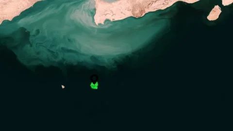 Greater Tunb Island Satellite Map with Location Pin, 3D Zoom Animation Stock Footage 344234050