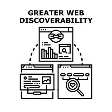 Greater web discoverability concept vector icon illustrating online presence Stock Illustration