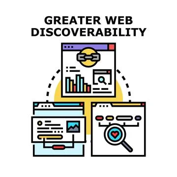 Greater web discoverability concept vector icon illustrating online presence Stock Illustration