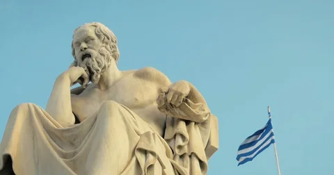 Greatest philosopher of Greece Socrates reflects on the meaning of life. Stock Footage 83787100