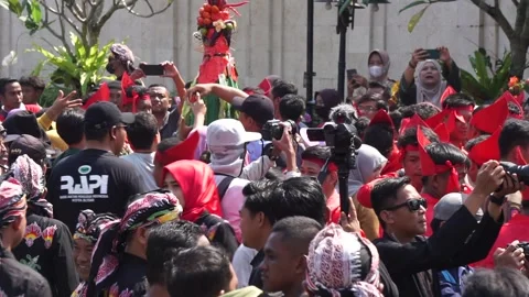 Grebeg pancasila in Blitar, East Java, Indonesia Stock Footage 246253794