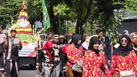 Grebeg pancasila in Blitar, East Java, Indonesia Stock Footage 246254175