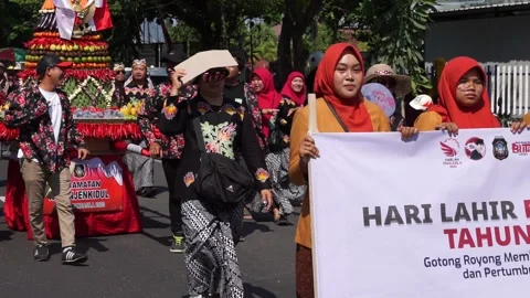 Grebeg pancasila in Blitar, East Java, Indonesia Stock Footage 246254201