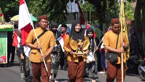 Grebeg pancasila in Blitar, East Java, Indonesia Stock Footage 246254223
