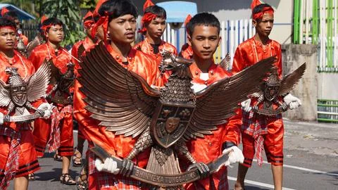 Grebeg pancasila in Blitar, East Java, Indonesia 스톡 사진
