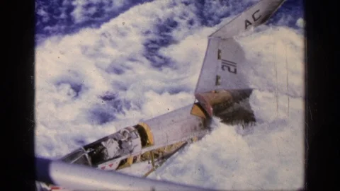 GREECE-1963: Plane Sinks In The Ocean While Camera Records Stock Footage 125020507