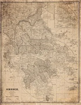 Greece  19th Century Map Stock Illustration
