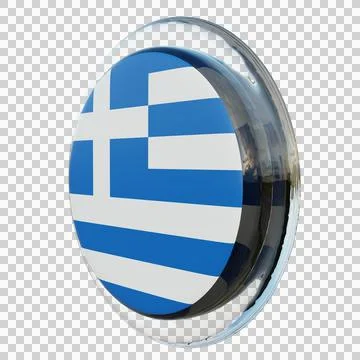 Greece 3d illustration flag on pole. Wood flagpole Stock Illustration