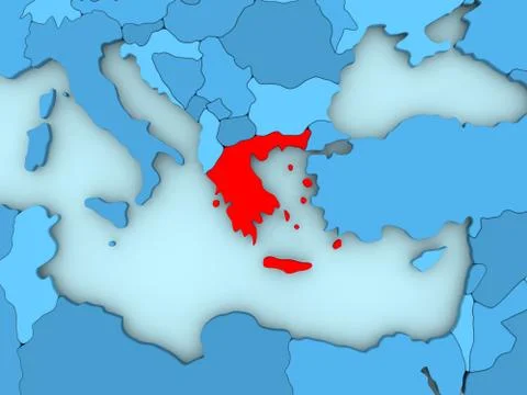Greece on 3D map Stock Illustration