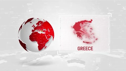 Greece 4K Tech Map Beside Globe On White Background. Stock Footage 341008937