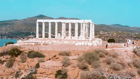 Greece Ancient Pillars Temple Drone Aerial POI Stock Footage 154521608