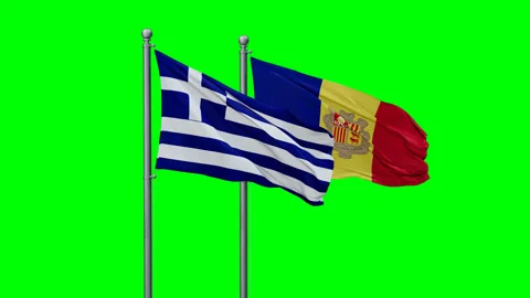 Greece and Andorra waving flags Stock Footage 291183239