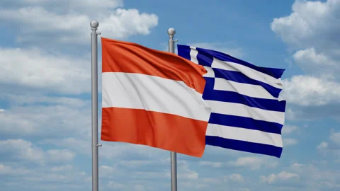 Greece and Austria two flags Stock-Footage 268422900
