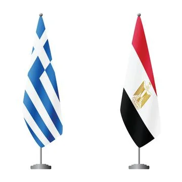 Greece and Egypt flags on flagpoles for official ceremonies and meetings Stock Illustration