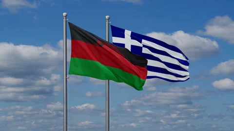 Greece and Malawi two flags Video stock 287948659