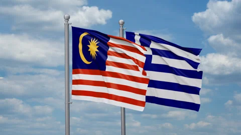 Greece and Malaysia two flags Stock Footage 268685971